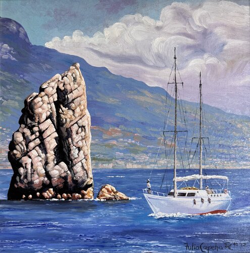Barca frente a farallón by Tulio Capcha, Painting for Sale on Singulart