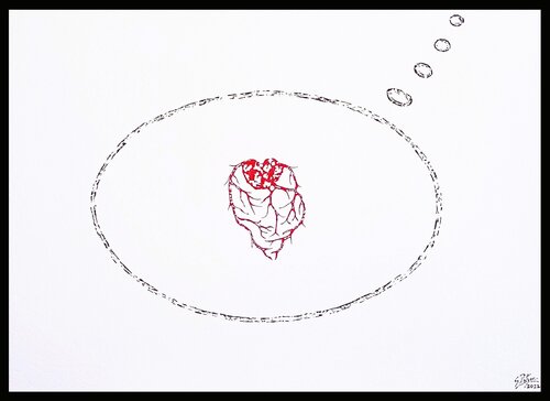 Pensamiento de Dios - El corazón de Sergio Patzer, Pintura a la venta en Singulart