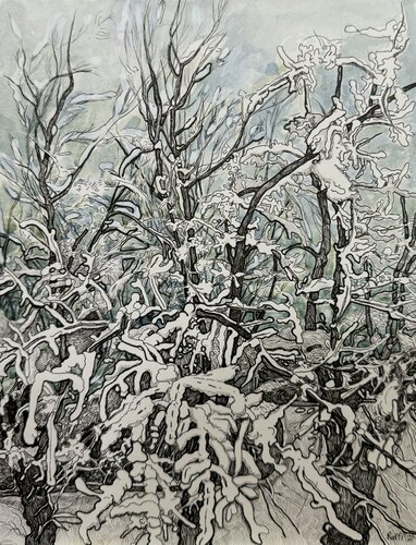 “Winter landscape” by Raffi Ghazaryan, Drawing for Sale on Singulart