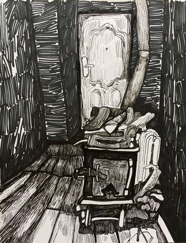 “The old stove” van Raffi Ghazaryan, Tekening te koop op Singulart