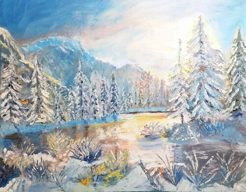 Зимний пейзаж " У озера" by Наталья Чепикова, Painting for Sale on Singulart