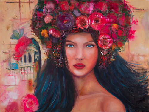She Wears the Seasons van Aranka Fazekas, Schilderij te koop op Singulart