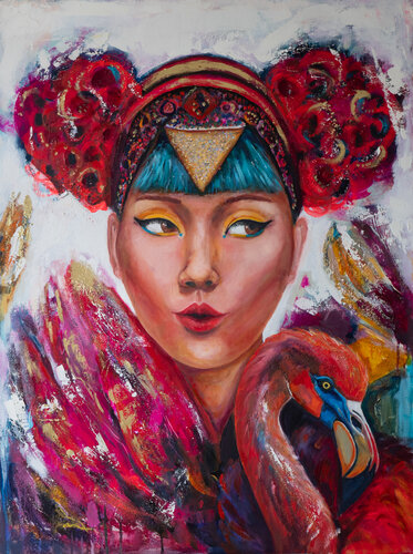 A Song in Pink and Gold by Aranka Fazekas, Painting for Sale on Singulart