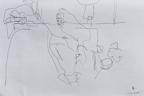 With My Foot Raised on Curaçao von Frenshelo Janzen, Werk auf Papier kaufen auf Singulart