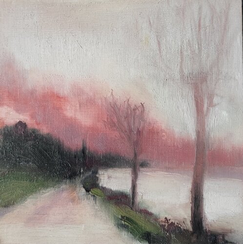 Lumière rouge d'hiver van FRANÇOISE LUCQ, Schilderij te koop op Singulart