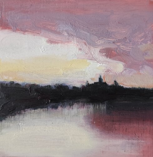 Contre-jour sur le marais van FRANÇOISE LUCQ, Schilderij te koop op Singulart