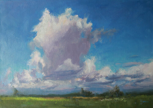 Clouds over the field di Volha Milashevich-Valentynovich, Pittura in vendita su Singulart