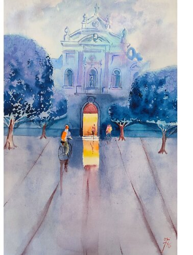 Hacia la fe en la calle Alboraya by Oki Hoyos, 종이 for Sale on Singulart