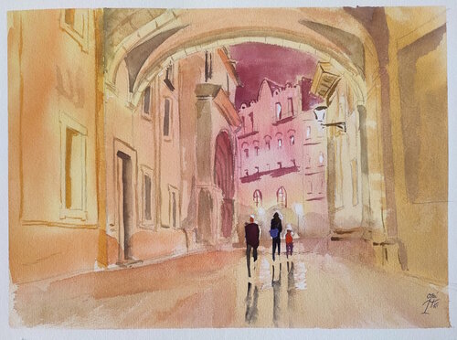 Un paseo por la Valencia histórica de Oki Hoyos, Obra en papel a la venta en Singulart