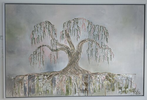 Baum in morgens Nebel de Tatjana Eckert, Pintura a la venta en Singulart