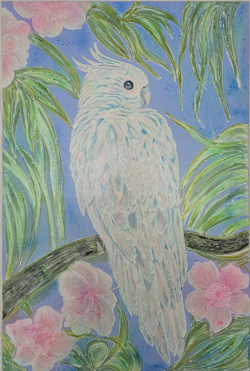 Weiße Ara Papagei Tatjana Eckert Pintura original en venta