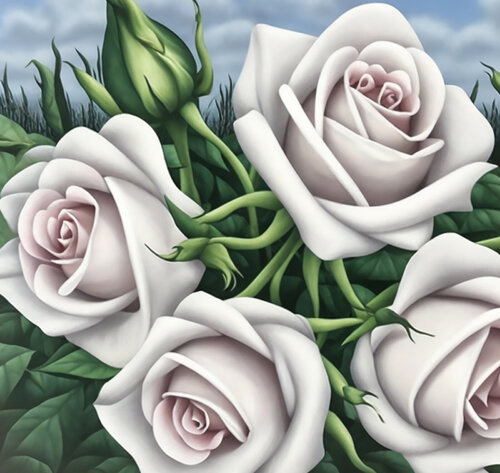 Surrealistic Dusty Pink Roses. Floral Dream in Pastel Shades di Baroque Anarchist, Pittura in vendita su Singulart