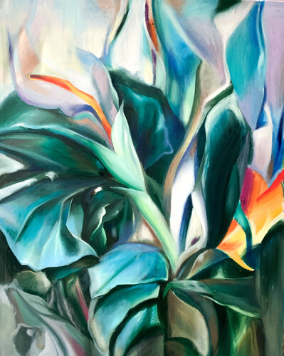 The Canna Lilies. Hommage to Tamara De Lempicka di Baroque Anarchist, Pittura in vendita su Singulart