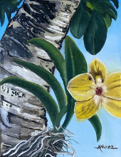 Golden Bloom on Palm van Anthony Nunez, Schilderij te koop op Singulart