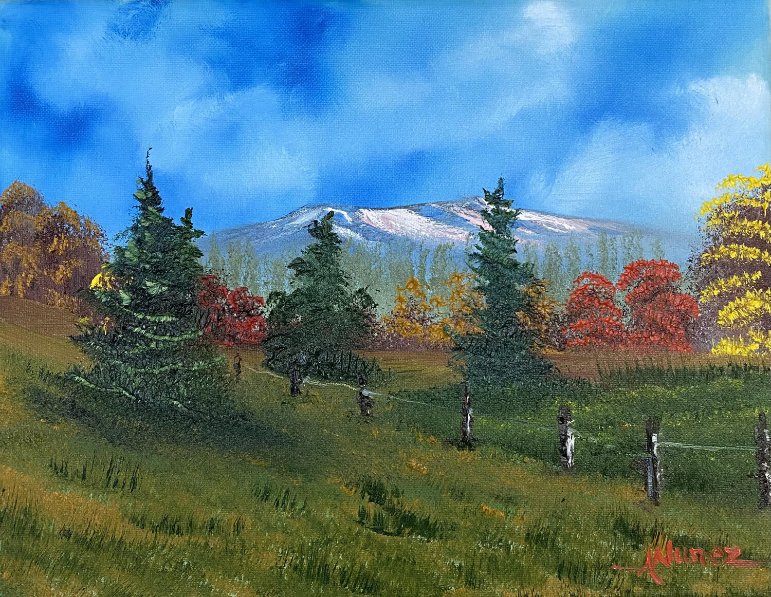Where the Pines Remember Autumn Anthony Nunez Dipinto originale in vendita