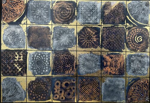 "Opus V: Celestial Tiles" by Sotiris Christodoulou, Painting for Sale on Singulart