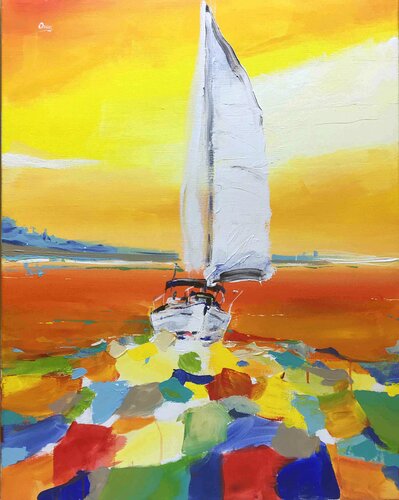 sailboat 4 di Oscar Alvarez Pardo, Opera su carta in vendita su Singulart