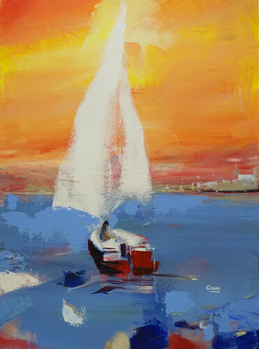 sailboat 2 di Oscar Alvarez Pardo, Opera su carta in vendita su Singulart