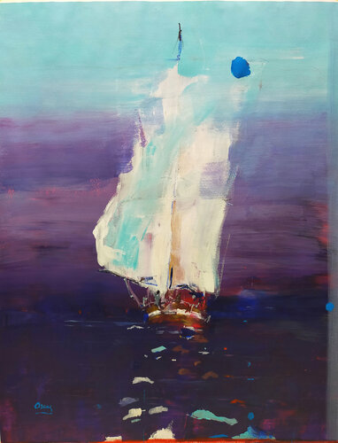 sailboat 7 van Oscar Alvarez Pardo, Werk op papier te koop op Singulart