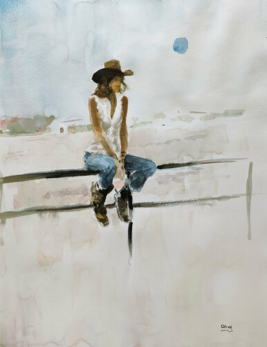 cowgirl III di Oscar Alvarez Pardo, Opera su carta in vendita su Singulart