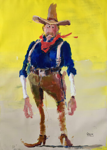 guzzler -cartoon cowboy 2- van Oscar Alvarez Pardo, Werk op papier te koop op Singulart