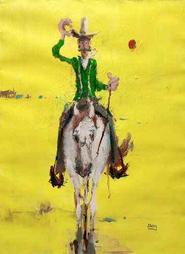 Back to the ranch van Oscar Alvarez Pardo, Werk op papier te koop op Singulart