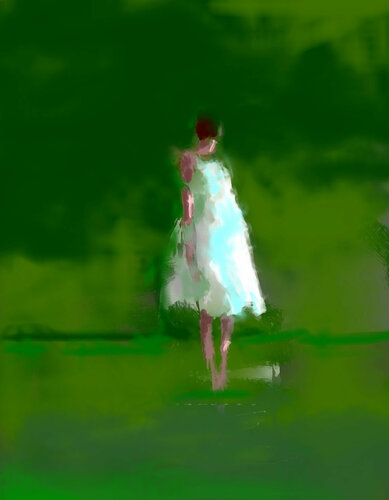 Walks through the sky 39 -green landscape van Oscar Alvarez Pardo, Digitaal te koop op Singulart