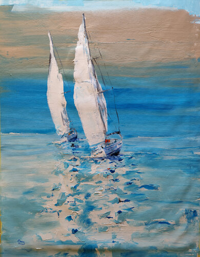 sailboats di Oscar Alvarez Pardo, Opera su carta in vendita su Singulart