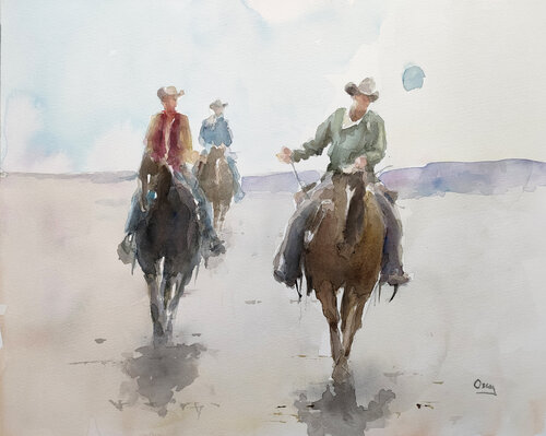 cowboys 3 di Oscar Alvarez Pardo, Opera su carta in vendita su Singulart