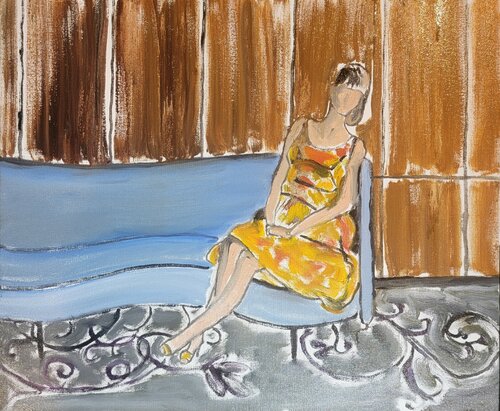 Blue Couch de john hershey, Pintura a la venta en Singulart