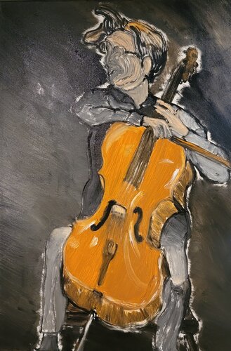 The Cellist von john hershey, Malerei kaufen auf Singulart