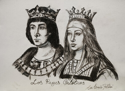Estudio para los Reyes Católicos von Antonio Fellini, Zeichnungen kaufen auf Singulart