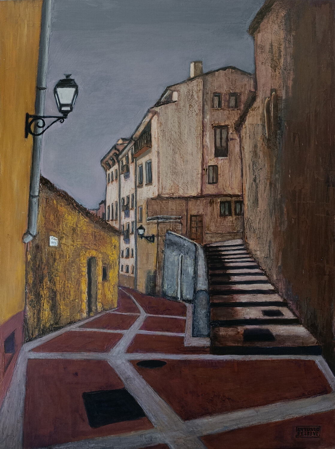 Cuenca. Ronda de Julián Romero. Antonio Fellini Originalgemälde zu verkaufen