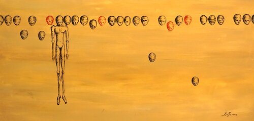 Hanging in Anxiety van Safa Rubaye, Schilderij te koop op Singulart