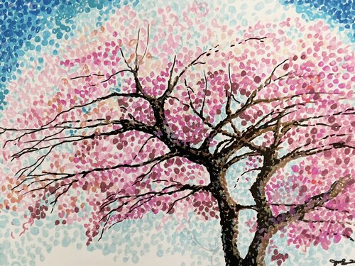 Cherry Blossom Breeze by Janet LaPelusa, Painting for Sale on Singulart