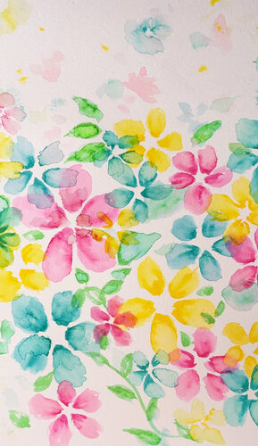 Three Color Florals van Janet LaPelusa, Schilderij te koop op Singulart
