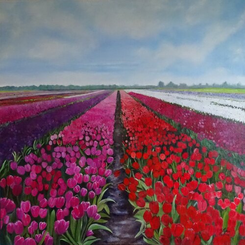 Le champ de fleurs (framed  American-style) van Lydia Habers-Canclaux, Schilderij te koop op Singulart