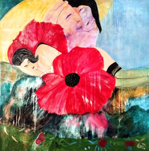 Dame Coquelicot (poppy woman) von Lydia Habers-Canclaux, Malerei kaufen auf Singulart