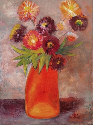 Les chrysathèmes by Lydia Habers-Canclaux, Painting for Sale on Singulart