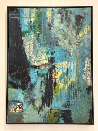 Lit de cailloux sons  l’eau azurée van Sophie Carmignon, Schilderij te koop op Singulart