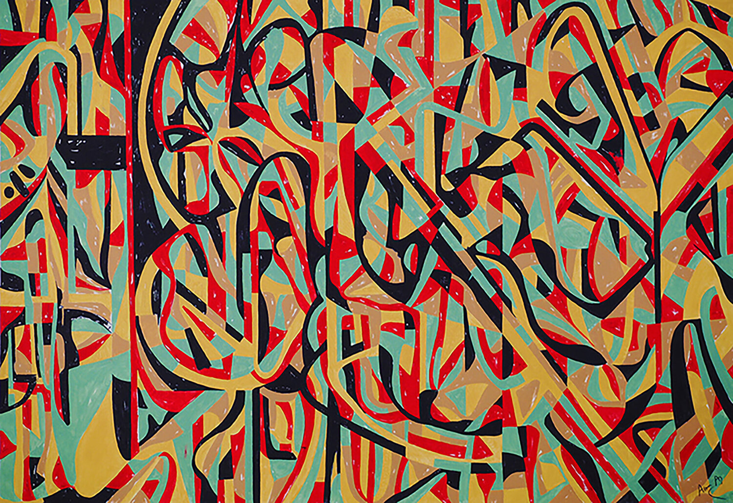 Abstract Mosaic Red Armin Aintebli Original painting for sale