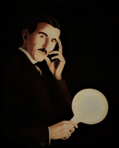 Tesla Enlightened van Charles Hill, Schilderij te koop op Singulart