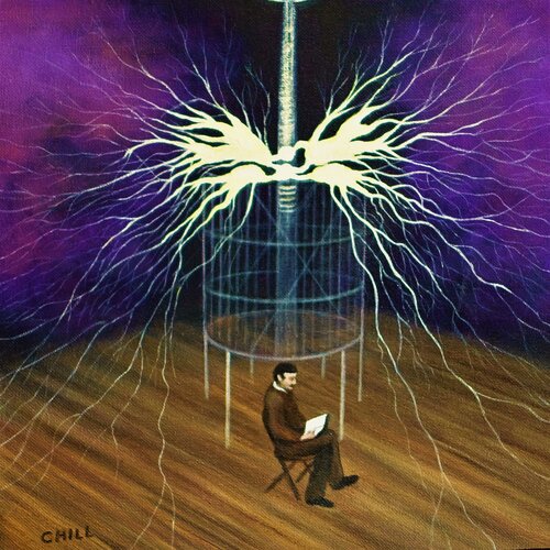 Tesla's Lab van Charles Hill, Schilderij te koop op Singulart