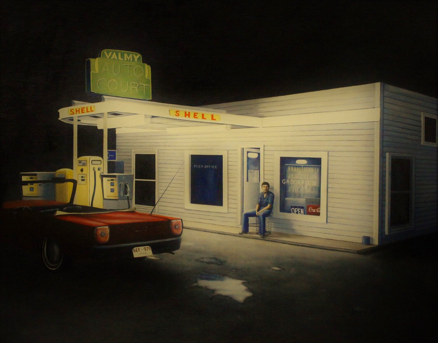 Darkness on the Edge of Town Charles Hill Originalgemälde zu verkaufen