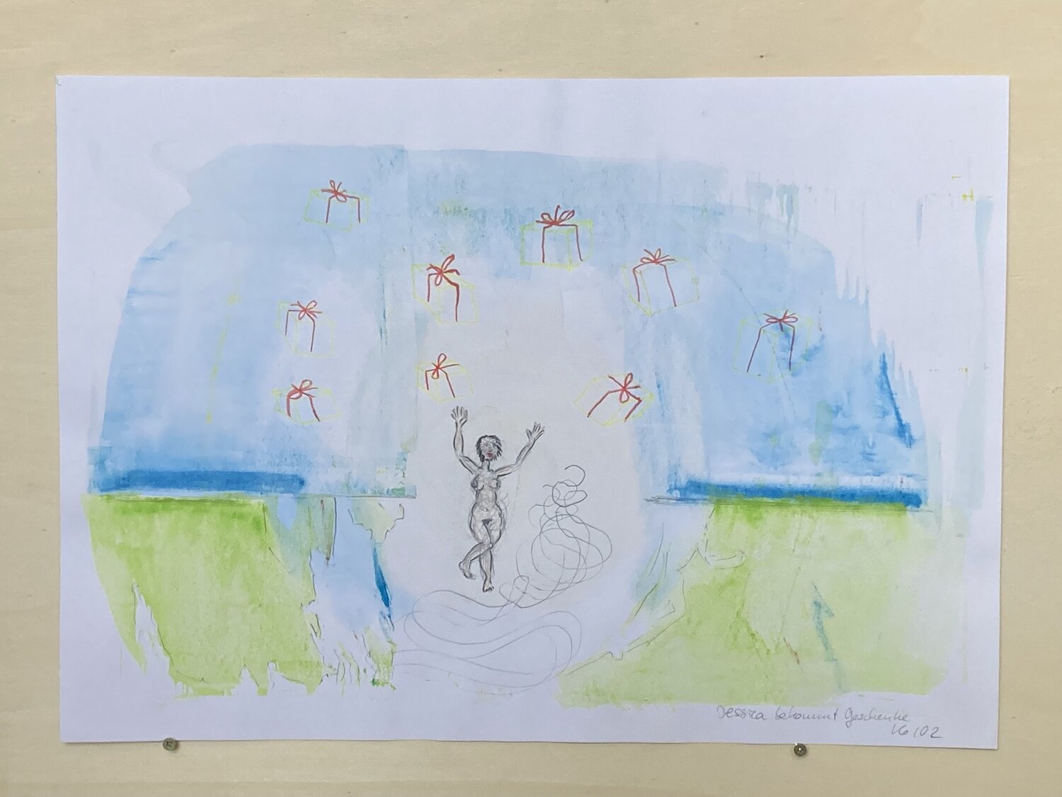 Jessica bekommt Geschenke Konstantin Rüchardt Werk auf Papier zu verkaufen