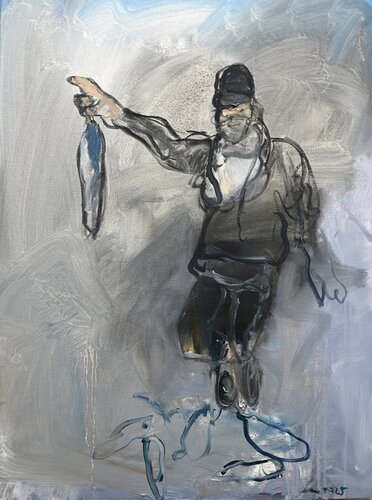 Fishmonger Larache, Morocco de Guus Van Enckevort, Pintura a la venta en Singulart
