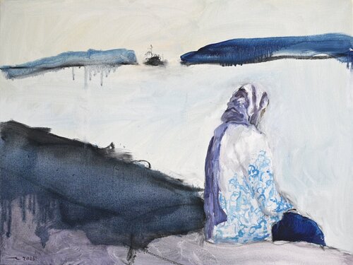 Sitting on the banks of the Loukous, Larache Morocco van Guus Van Enckevort, Schilderij te koop op Singulart