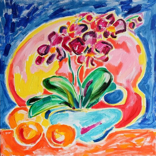 Moth Orchid and Palette van Tamara Jare, Schilderij te koop op Singulart