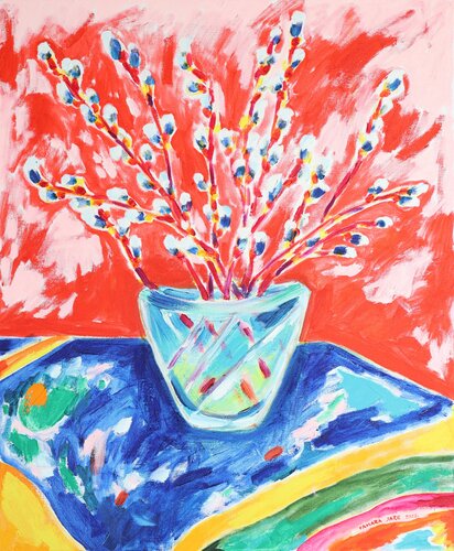Pussy Willow Branches In Early Spring van Tamara Jare, Schilderij te koop op Singulart