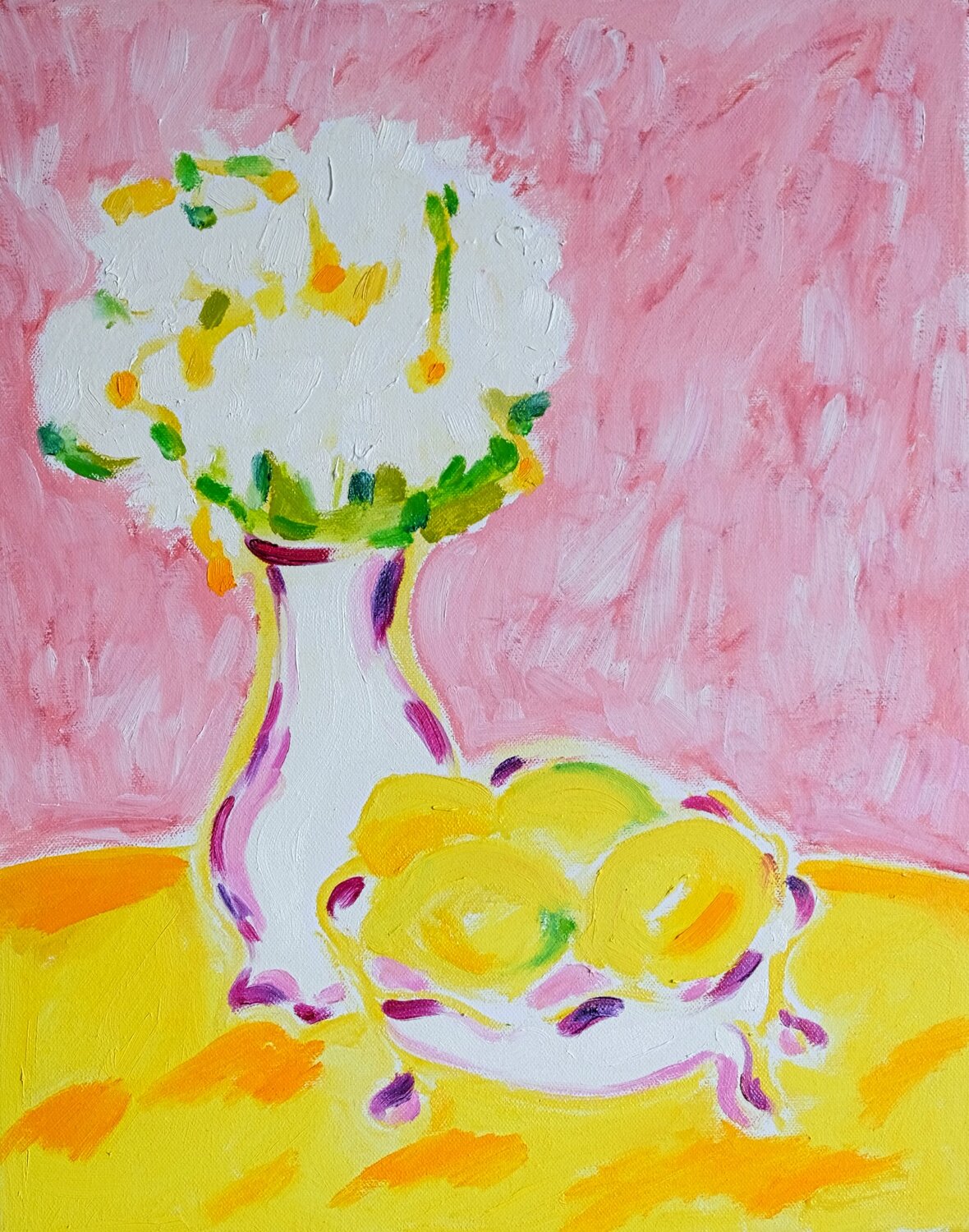 Still Life with Daisies and Four Lemons Tamara Jare Originalgemälde zu verkaufen